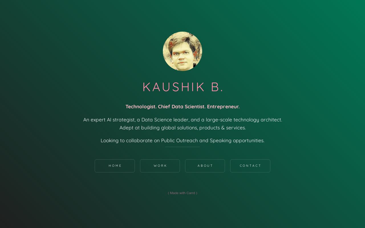 Kaushik B. AI Expert. Entrepreneur.